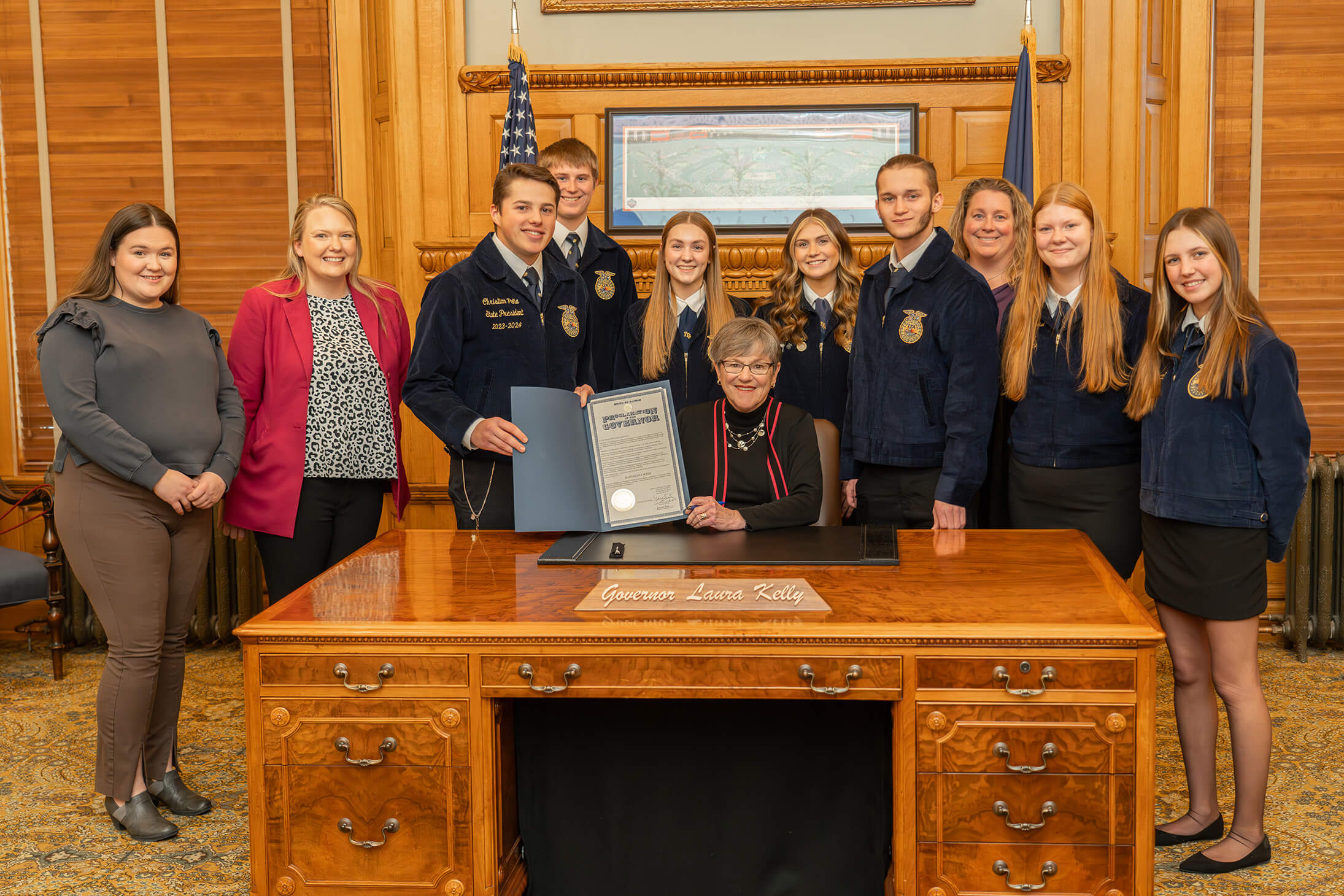 Image for Kansas Governor Laura Kelly declares FFA Week, February 17-24, 2024